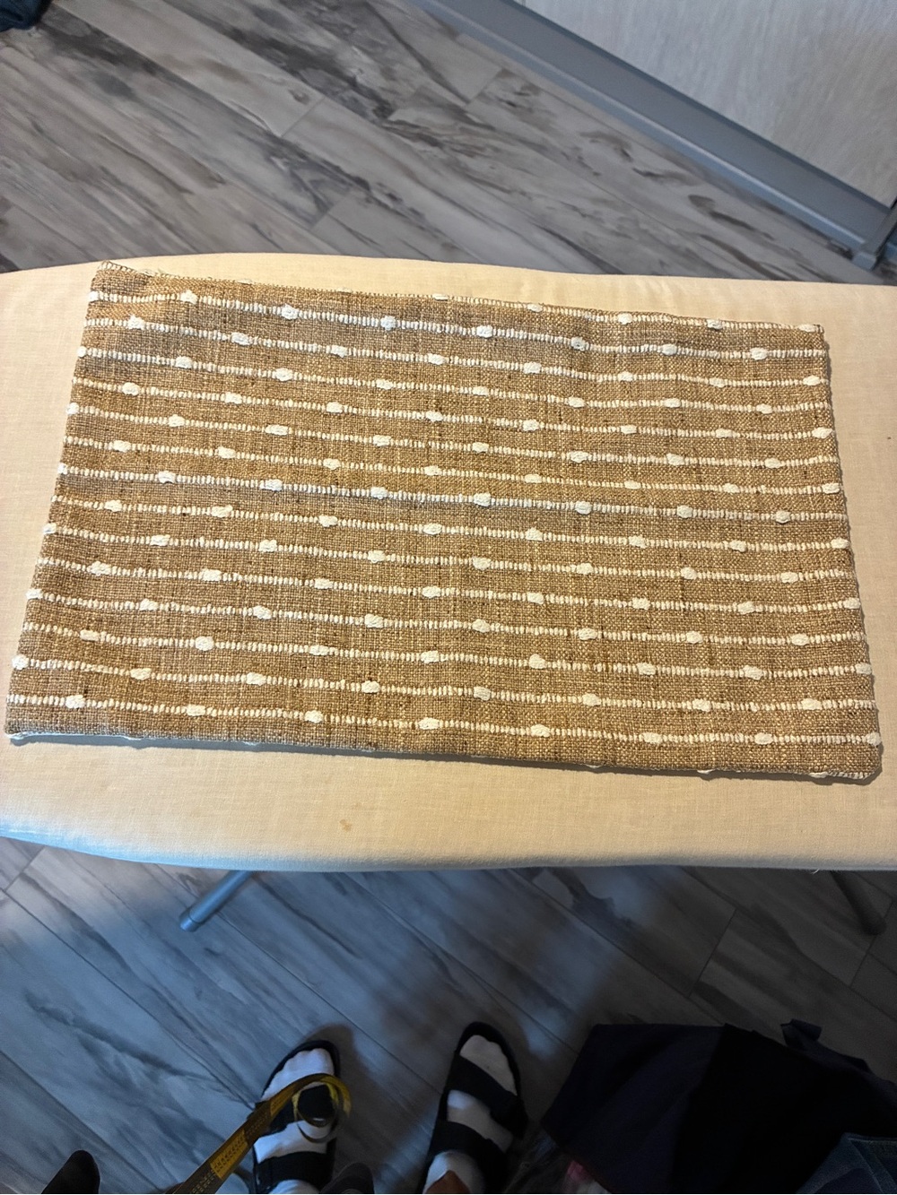Woven Natural Jute Placemat with White Accent Dots